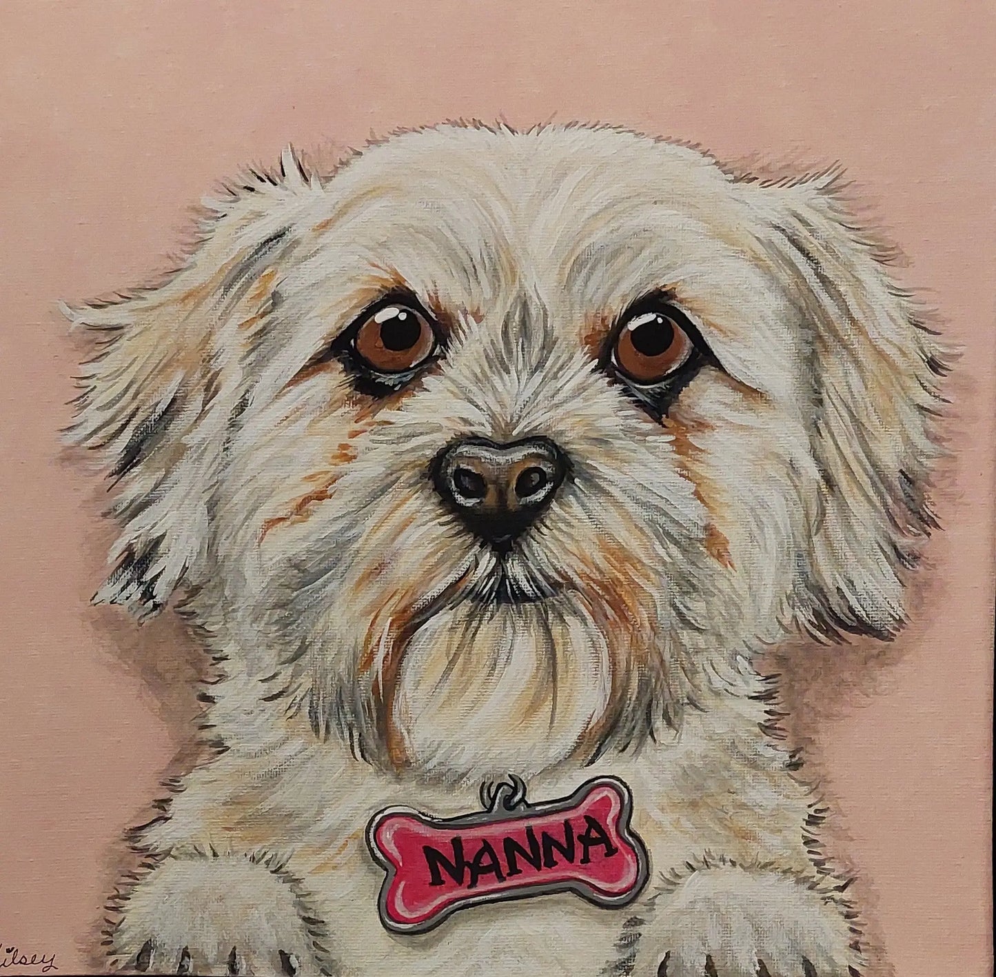 Pet Portrait Painting CUSTOM 12"x12" dog painting, painted cat, gift for her, dog owner gift, personalized artwork - Outta the Blue Studio