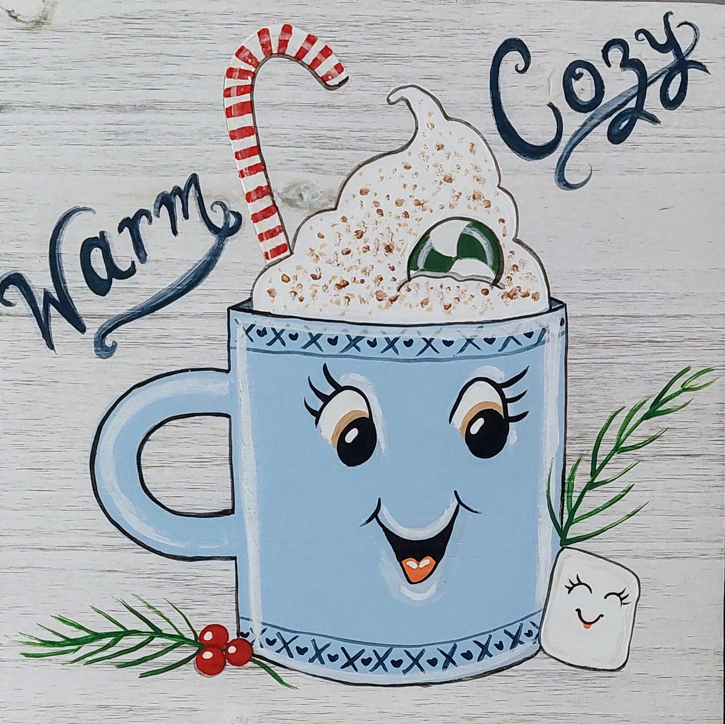 Warm n Cozy Wall Art Decor, Winter Decoration, Hot Cocoa