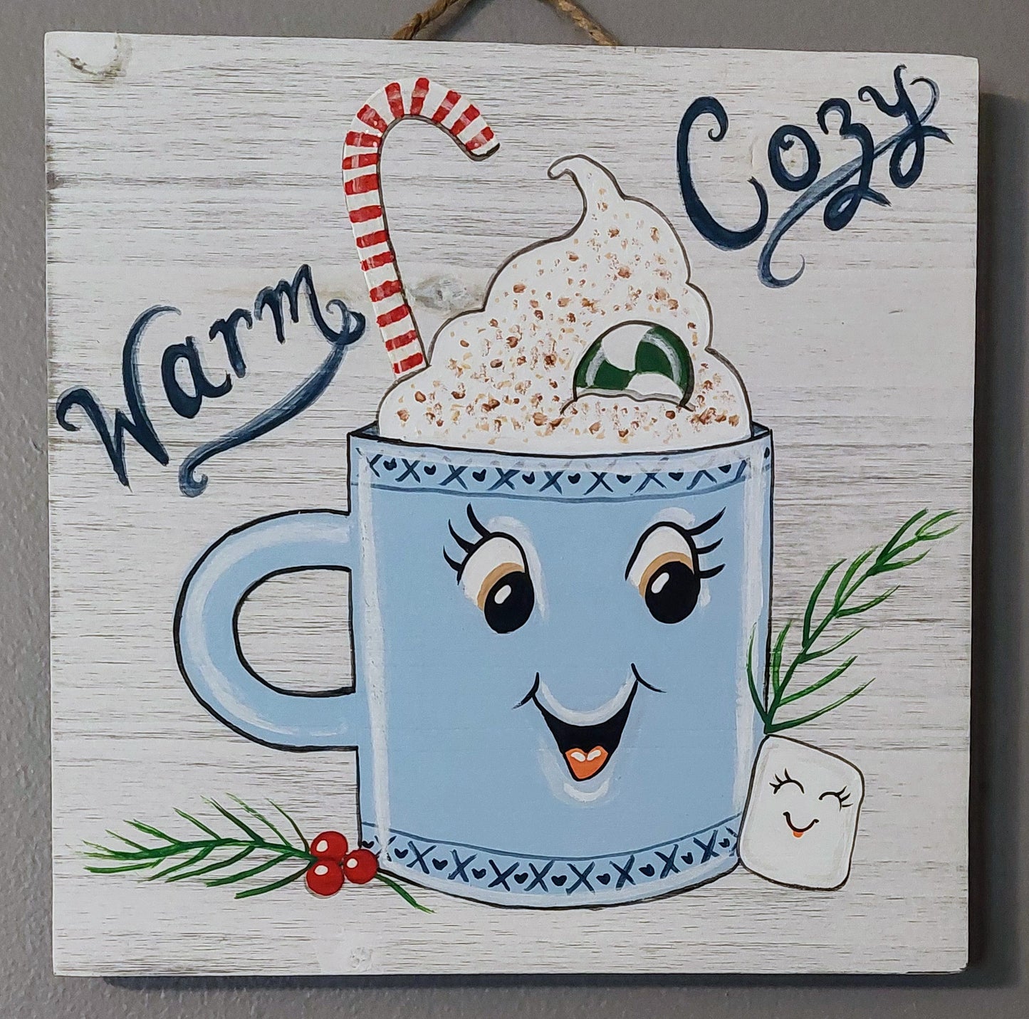 Warm n Cozy Wall Art Decor, Winter Decoration, Hot Cocoa