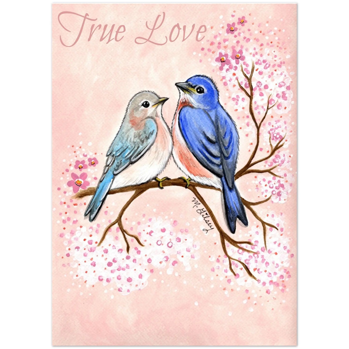 True Love Blue Birds Greeting Cards / Pack of 10 Greeting Cards , In Love, Valentine's, Anniversary card, Thinking of You Card, Bird Lover - Outta the Blue Studio