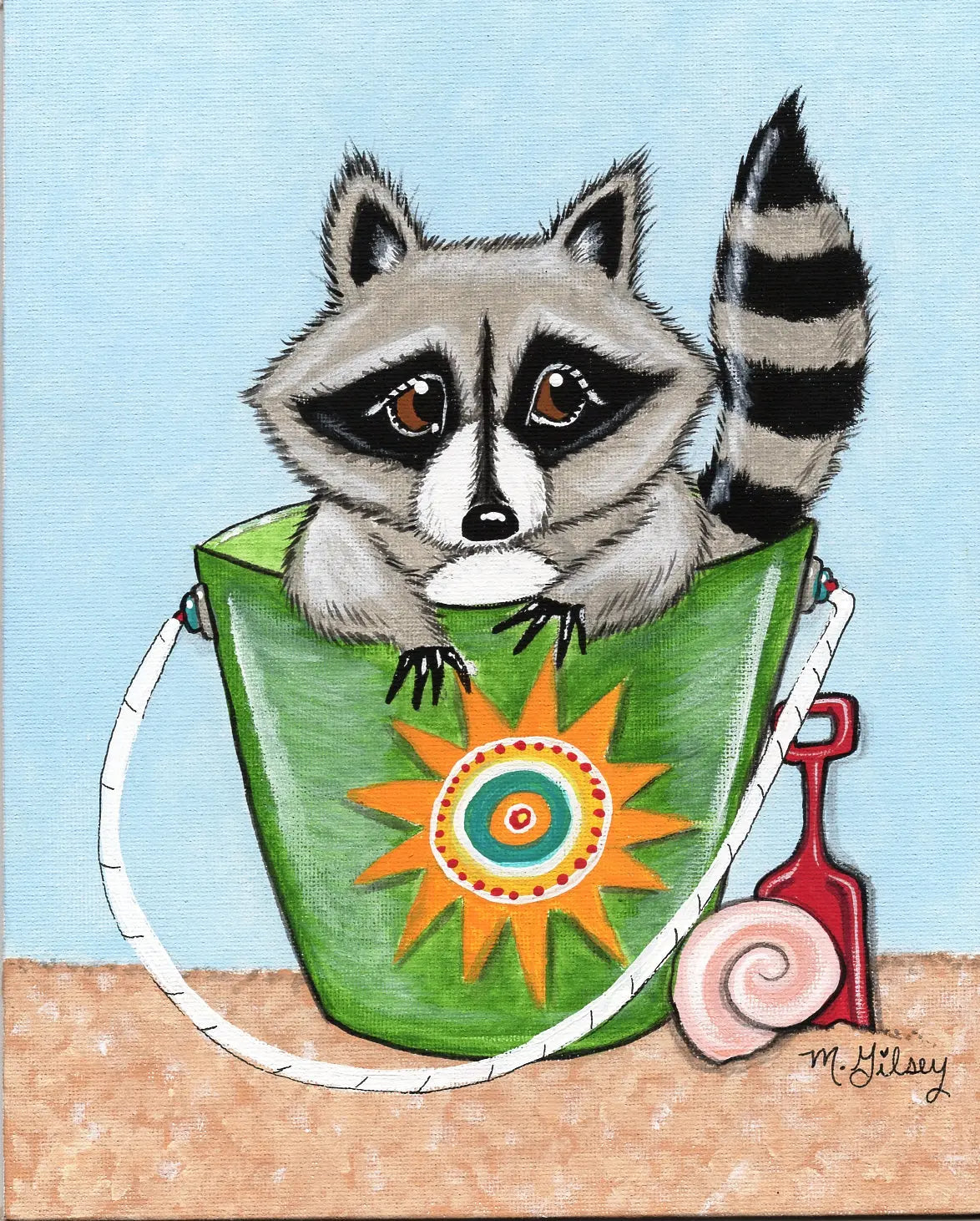 Beach Coon ORIGINAL Painting 8"x10" acrylic artwork Outta the Blue Studio