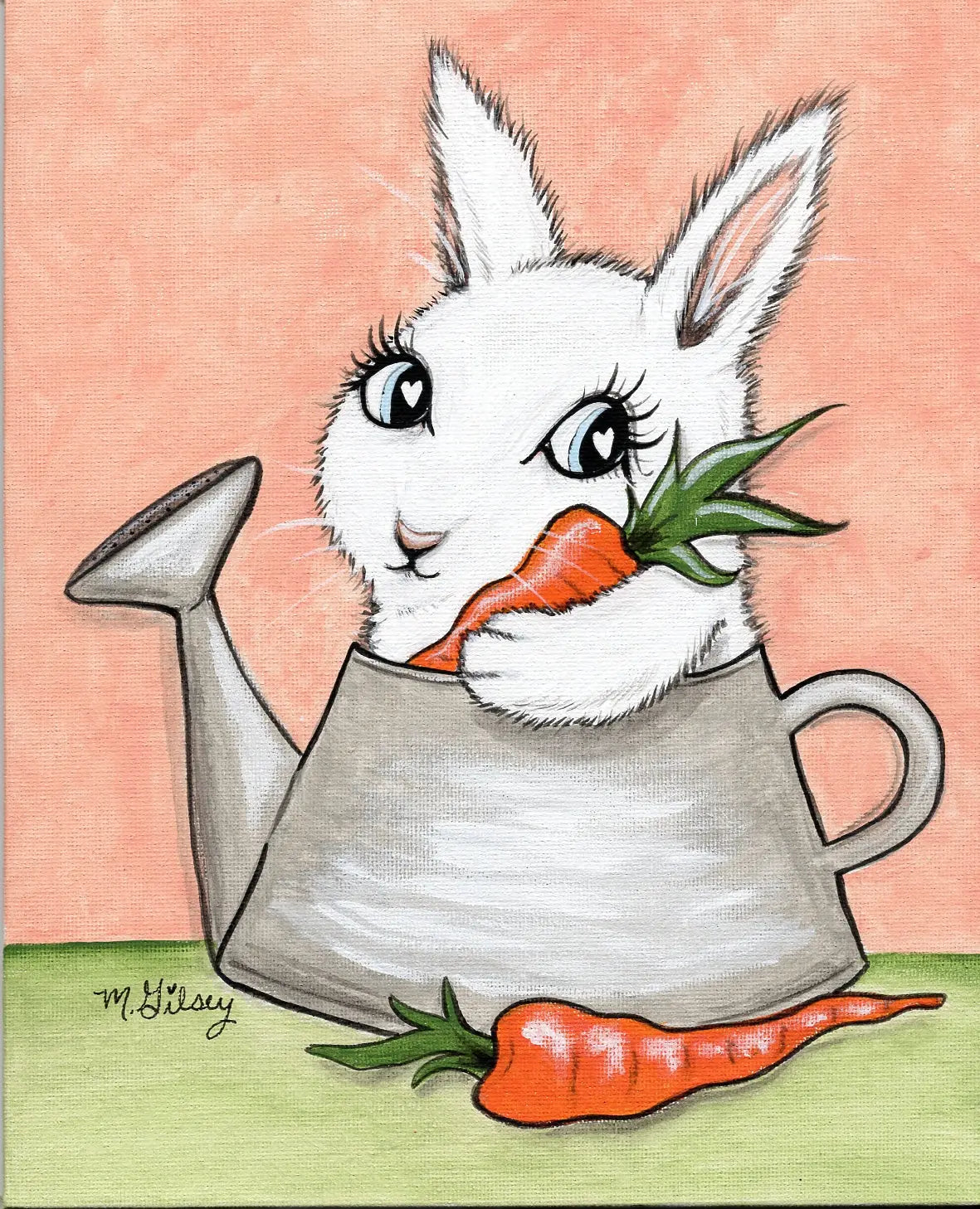 Carrots the Bunny ORIGINAL Painting 8"x10" acrylic painting Outta the Blue Studio