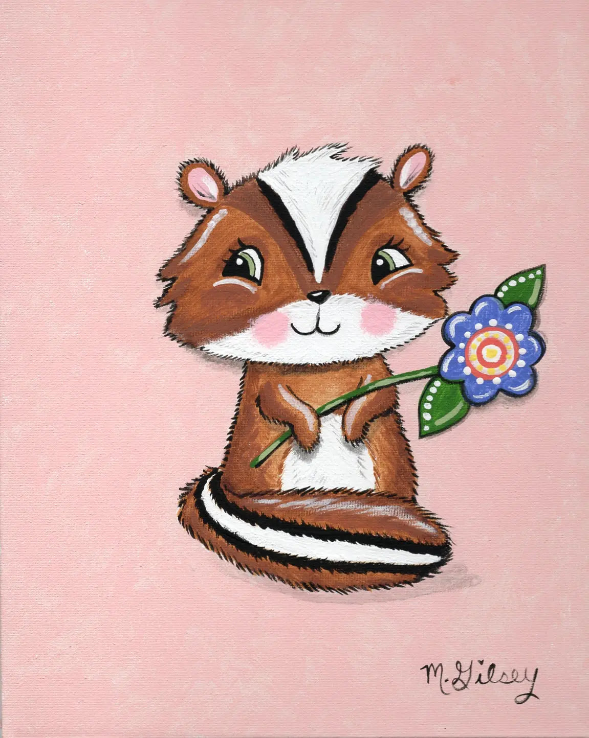 Chipper Springtime Chipmunk ORIGINAL Painting 8"x10" acrylic painting Outta the Blue Studio