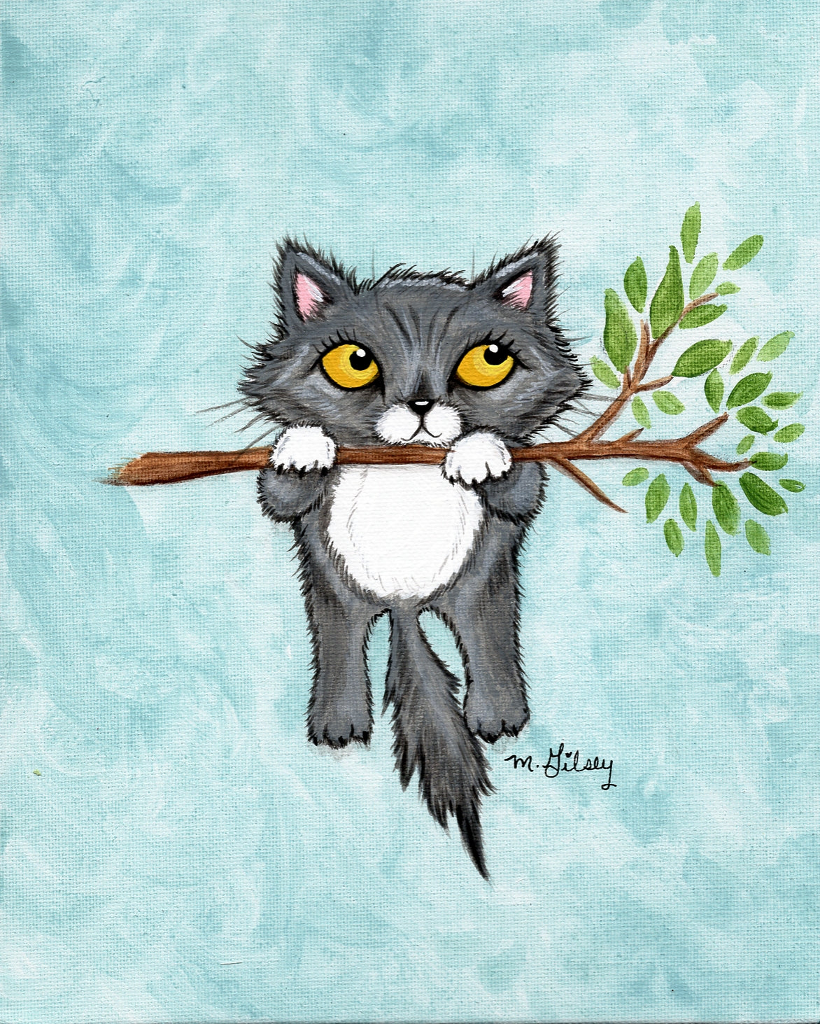 Hang In There Cat ORIGINAL Painting 8"x10" acrylic painting