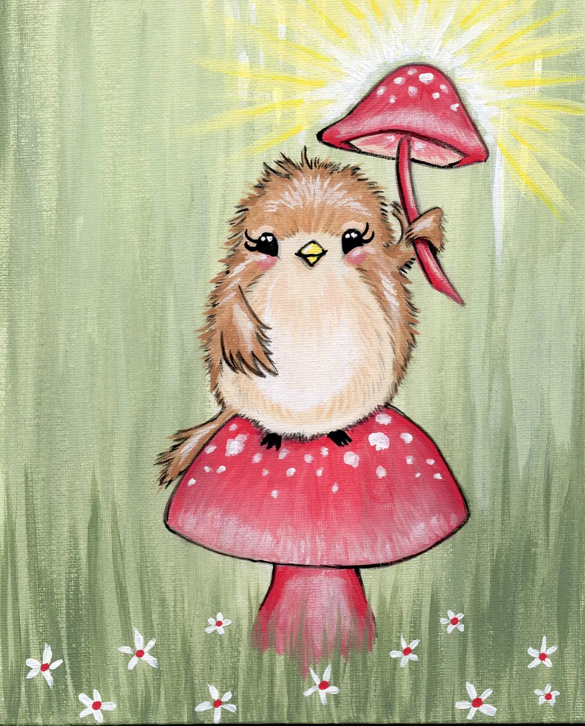 Joyful Birdie ORIGINAL Painting 8"x10" Acrylic painting Outta the Blue Studio