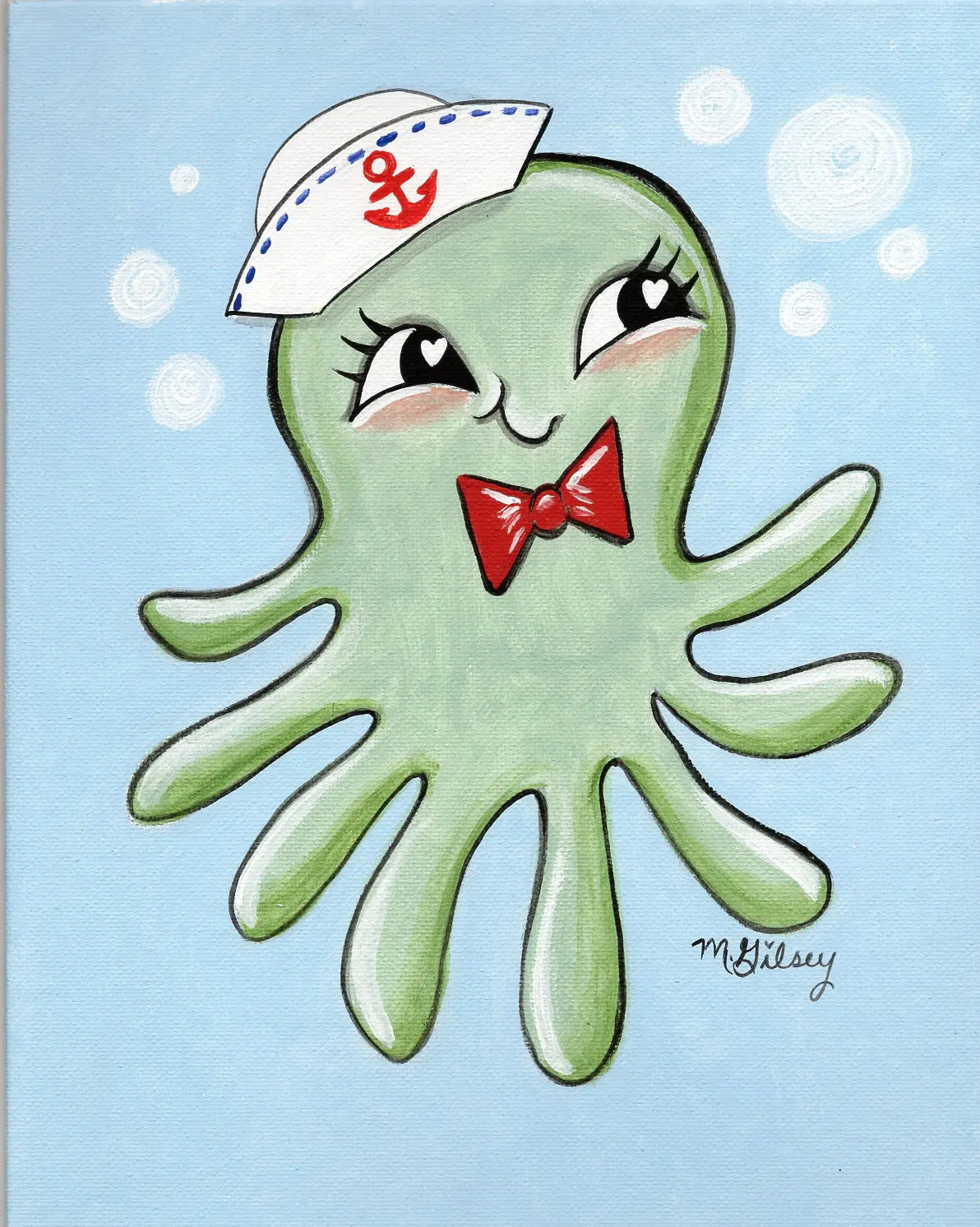 Oliver the Octopus ORIGINAL Painting, acrylic painting for sale 8"x10" Outta the Blue Studio