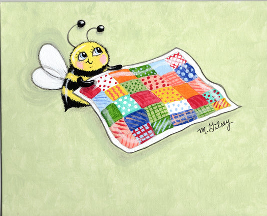 Quilting Bee ORIGINAL Painting 8"x10" acrylic artwork