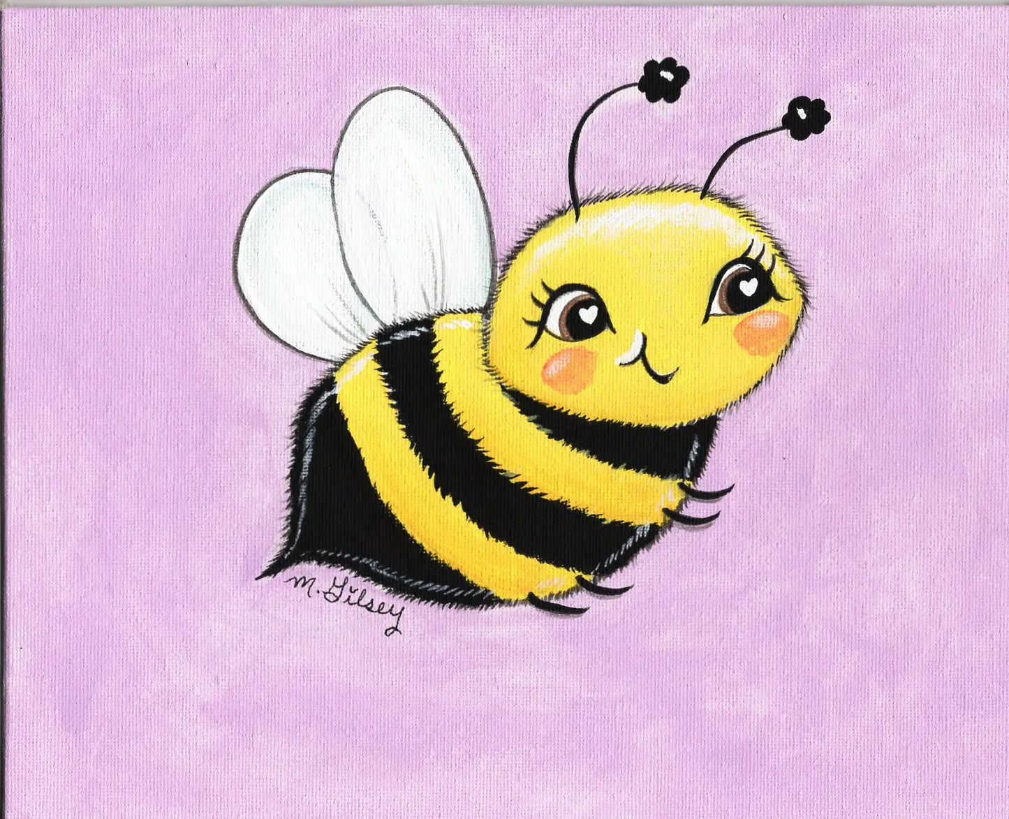 Happy lil Bee ORIGINAL Painting 8"x10" acrylic art Outta the Blue Studio