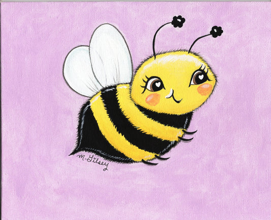 Happy lil Bee ORIGINAL Painting 8"x10" acrylic art