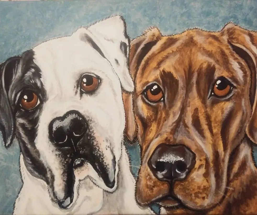 Multiple Pet Portrait Painting CUSTOM 16x20 handpainted, pet memorial, dog owner gift, pet owner gift, for pet lovers, best friend gift, painted pets Outta the Blue Studio