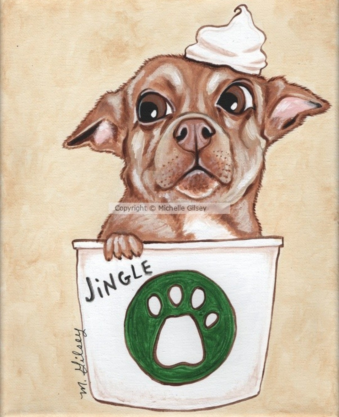 Your Dog Painted as a PUP CUP Original Pet Painting, Dog Love, For Pet Lovers, Whimsical Art