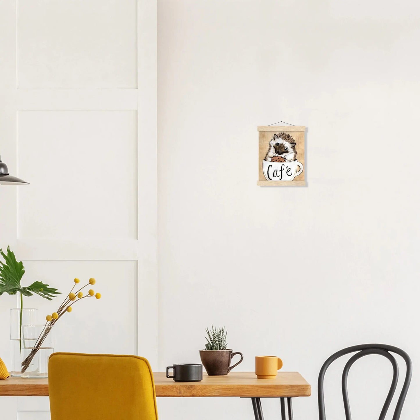 Adorable Hedgehog in Coffee Cup Poster with Hanger – Perfect Kitchen Decor - Outta the Blue Studio