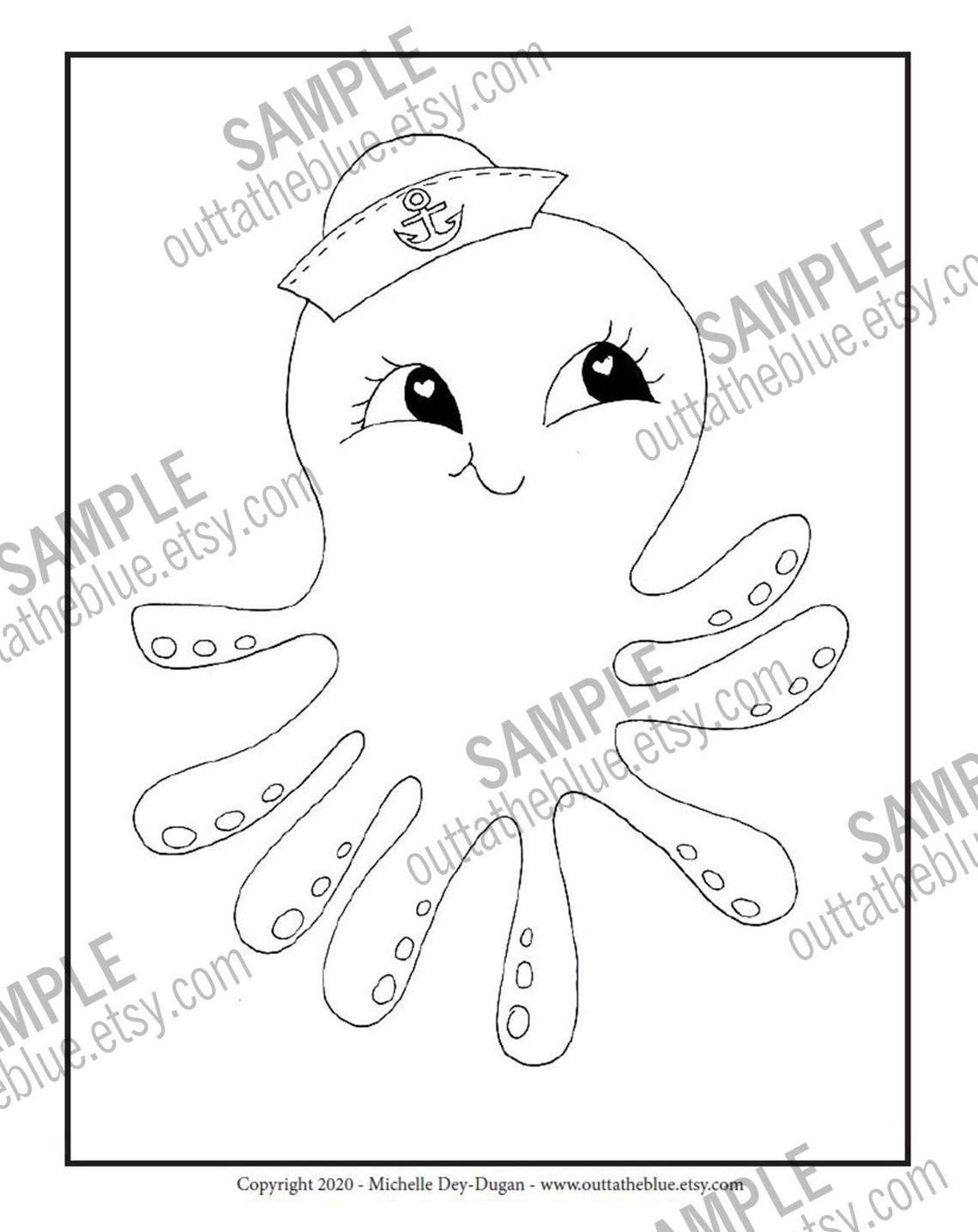 Cute Sea Printable Coloring Pages for kids, digital upload PDF files, children's coloring sheets, mermaid pictures to color, 15 pages