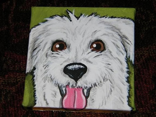 Pet Portrait mini - custom handpainted art, pet memorial, pet loss, dog, mini art