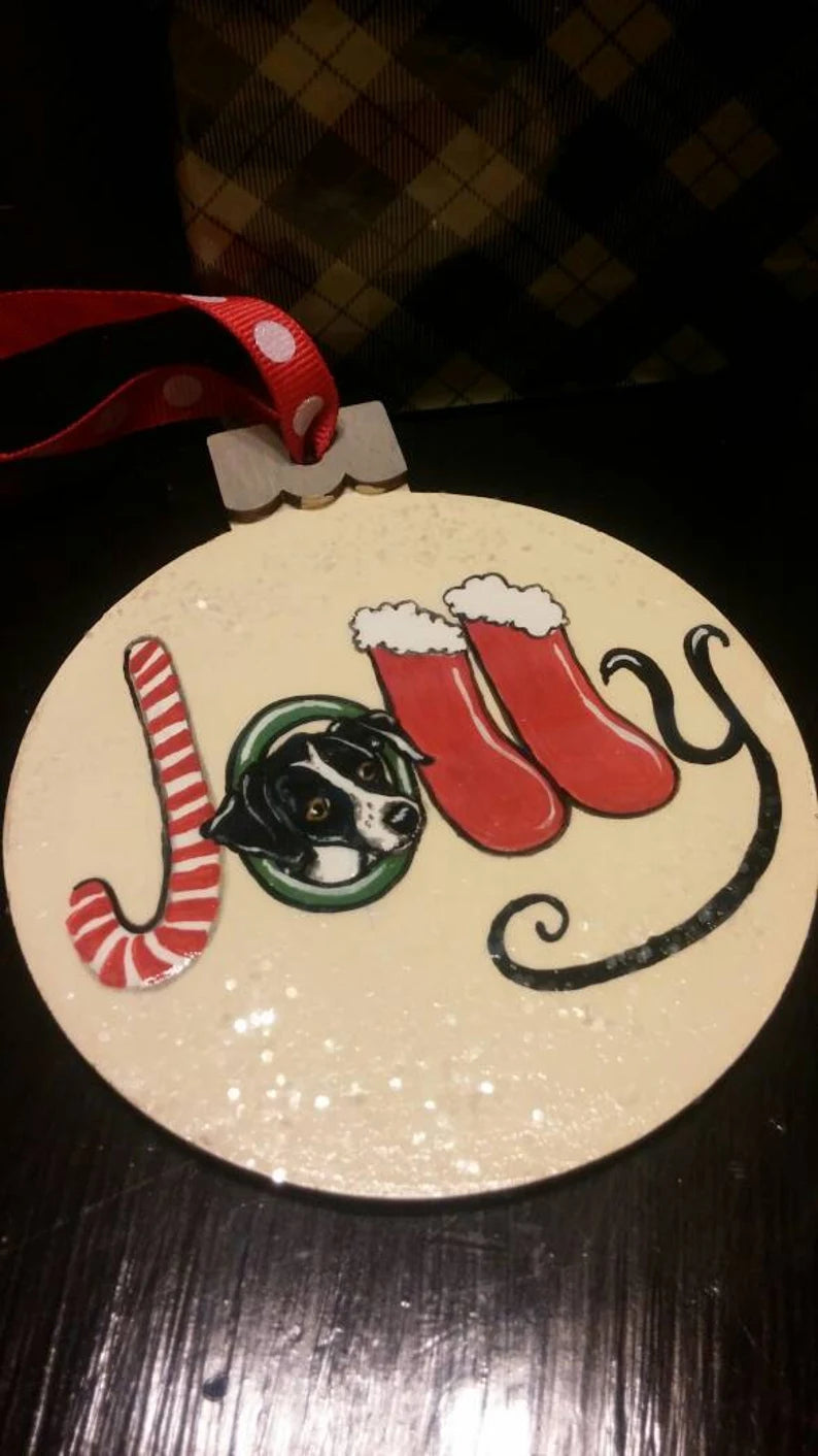 Custom YOUR Cute Pet Portrait Christmas Ornament - Hand painted, Pet memorial, personalized, Christmas gift, pet lover