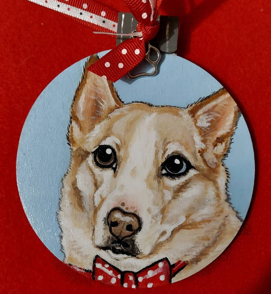Custom Pet Portrait Christmas Ornament - Hand painted, Pet memorial, personalized, Christmas gift, pet lover, chihuahua, dog, cat