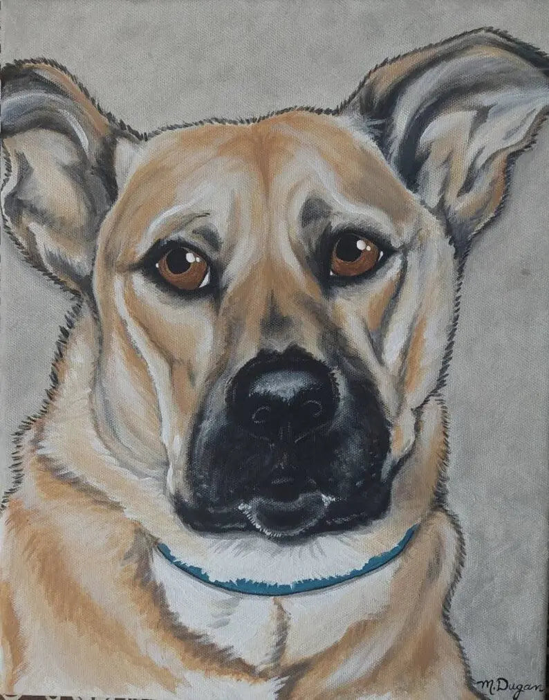 Pet Portrait Painting Custom 8x10 pet loss, pet memorial, pet lover gift, dog, painted dog, custom painted Outta the Blue Studio