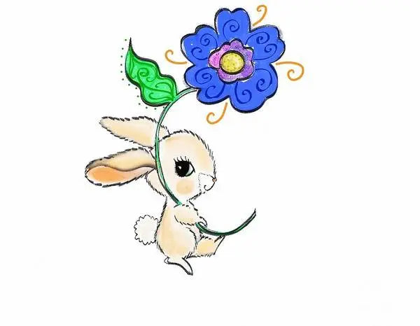 Flower Bunny - Art Print Pixels