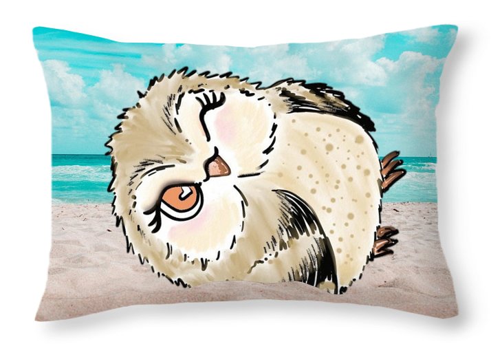 Hootie Hoo at the Beach - Throw Pillow