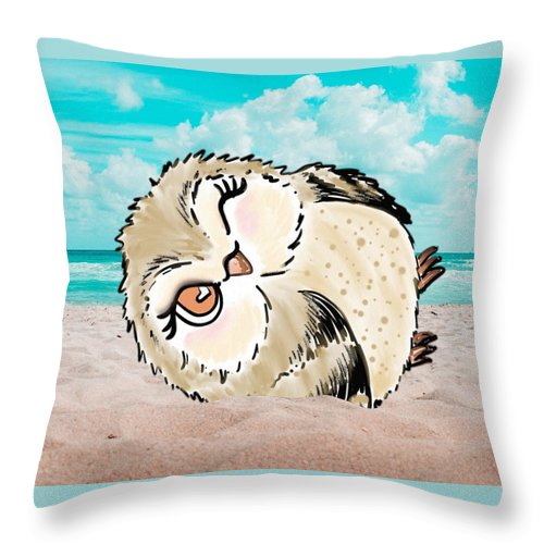 Hootie Hoo at the Beach - Throw Pillow