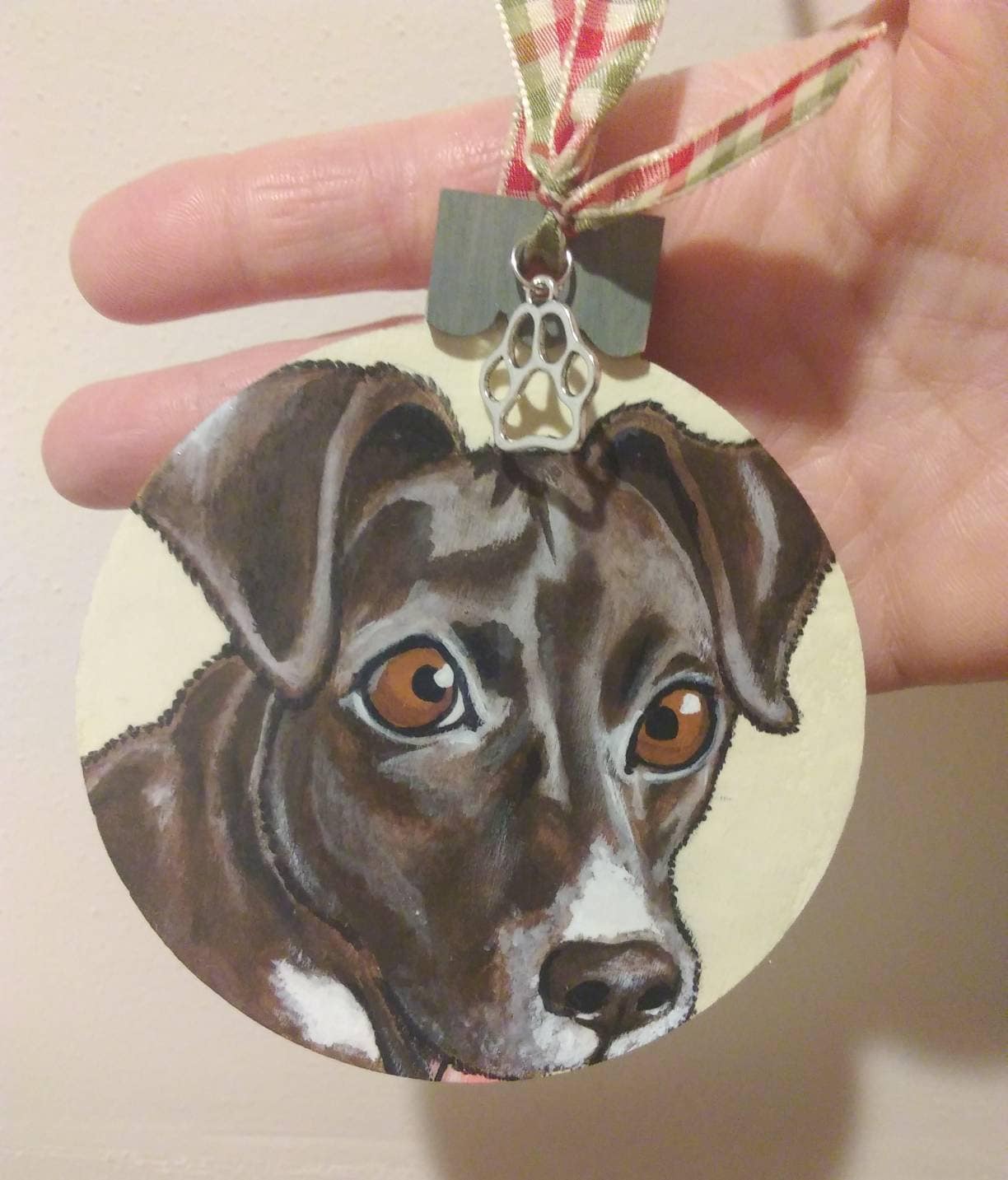 Custom Pet Portrait Christmas Ornament - Hand painted, Pet memorial, personalized, Christmas gift, pet lover