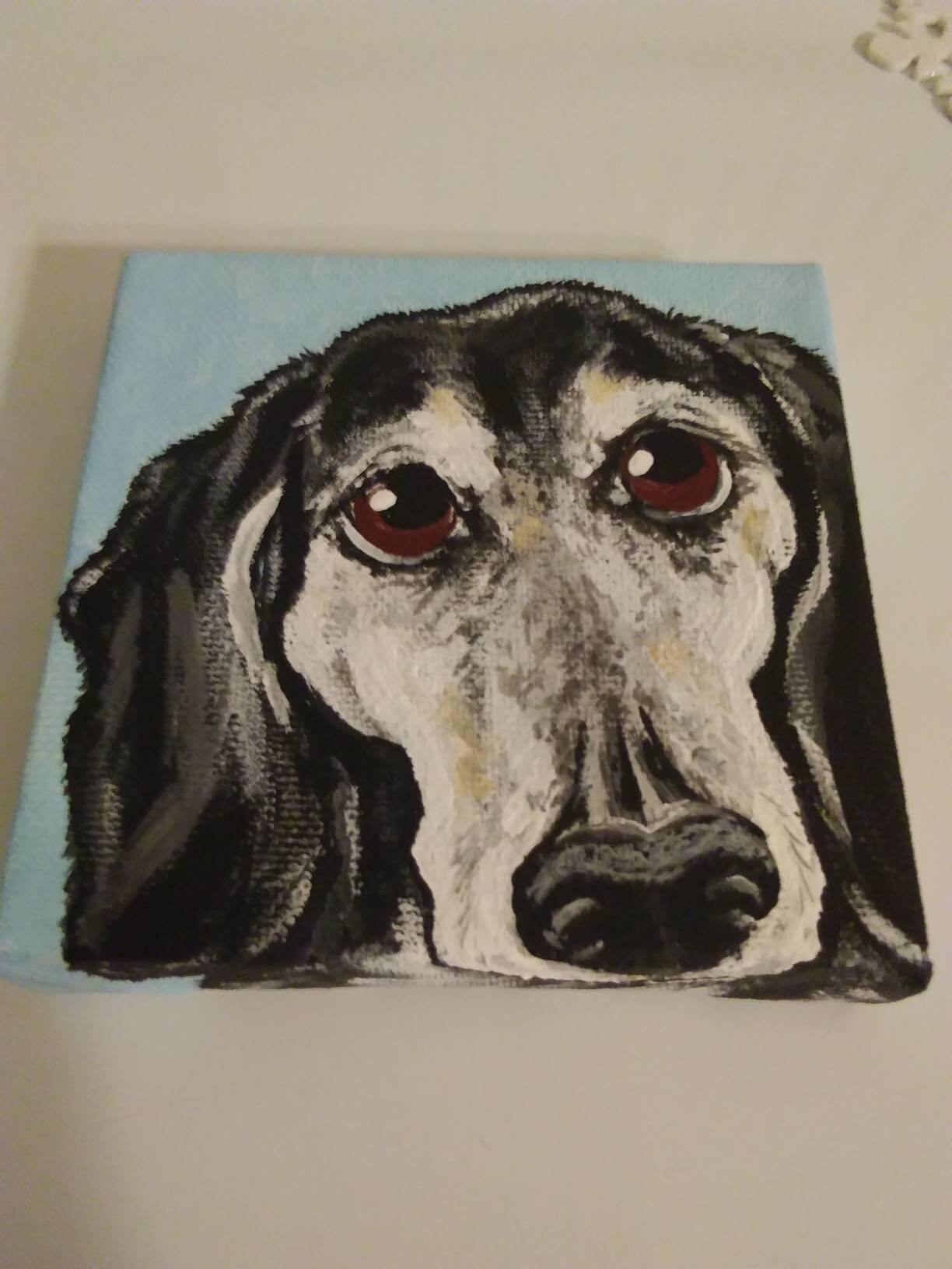 CUSTOM Painted Pet Portrait 4x4 pet memorial, pet loss, best friend, wall art, dog, painted pets