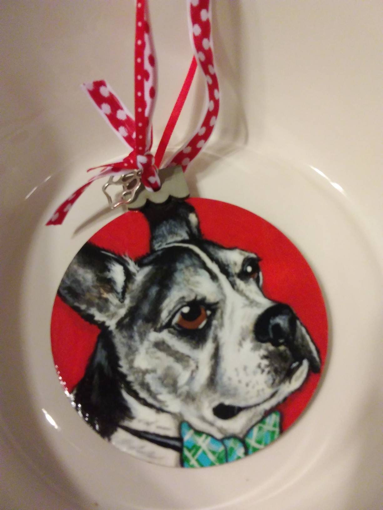 Custom Pet Portrait Christmas Ornament - Hand painted, Pet memorial, personalized, Christmas gift, pet lover