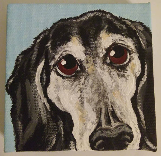 CUSTOM Painted Pet Portrait 4x4 pet memorial, pet loss, best friend, wall art, dog, painted pets