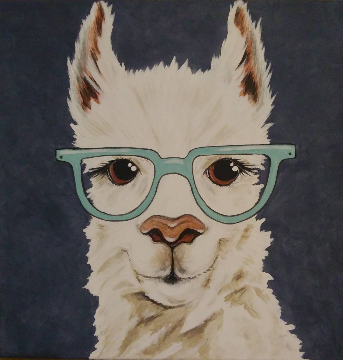 CUSTOM Animal in Eyeglasses OR Facemask 12x12 CUSTOM hand painted Art, eye doctor artwork, specs, glasses on cute animals