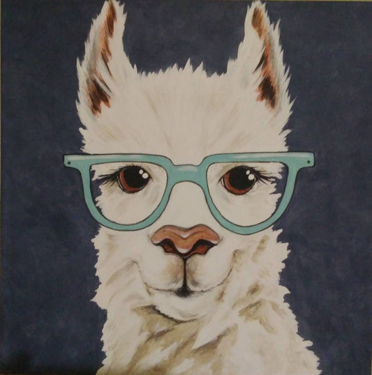 CUSTOM Animal in Eyeglasses 12x12 CUSTOM hand painted Art, eye doctor artwork, specs, glasses on cute animals