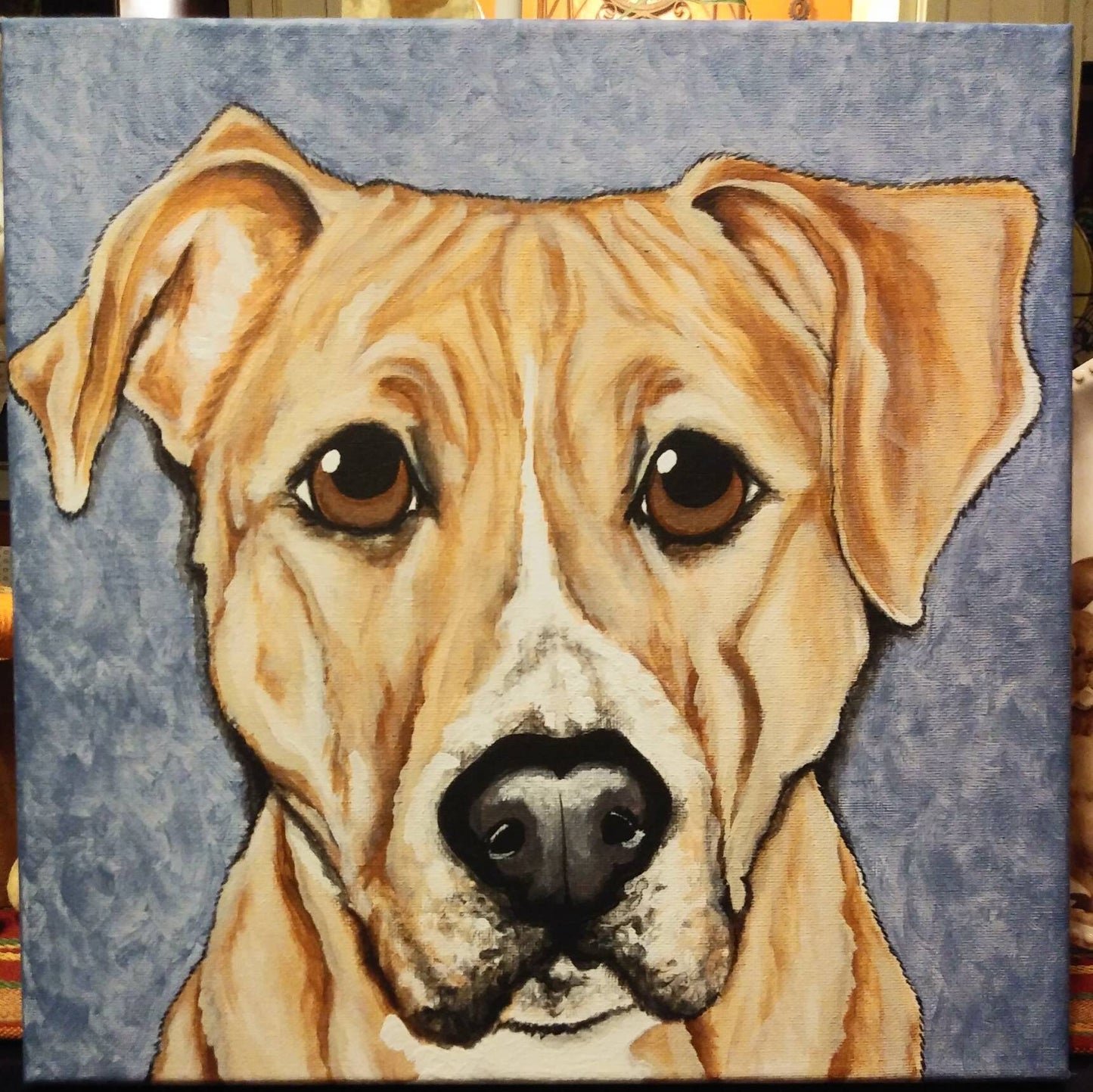 Custom Pet Portrait Painting 12x12 handpainted Pet Memorial, pet loss, dog painting, best friend, personalized gift