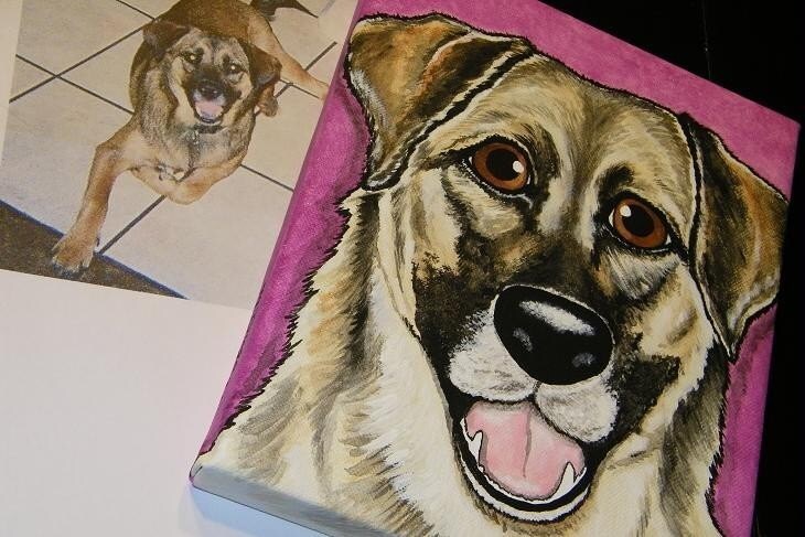 Pet Portrait Painting 8x10 Custom hand painted, dog, cat, pet loss, pet memorial, best friend