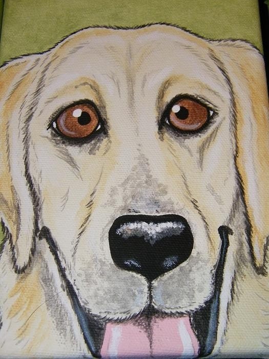 Two Custom Pet Portrait Paintings 6x6 hand painted, dog, cat, bull dog, retriever, pet memorial, gift