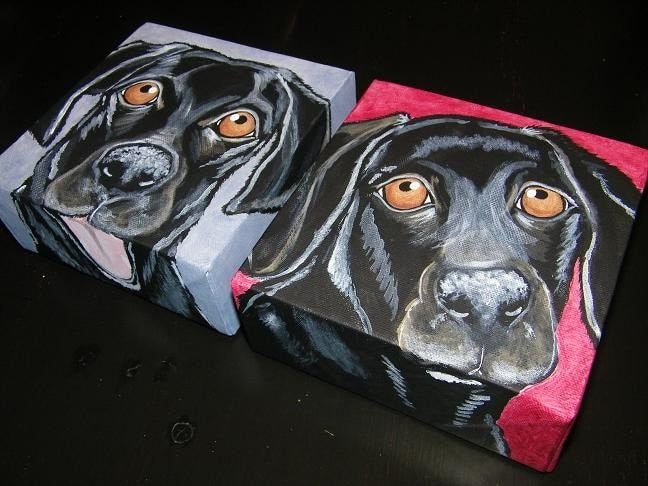 CUSTOM Pet Portrait Painting 6x6, pet memorial, personalized art, pet owner gift, pet loss, dog art, cat