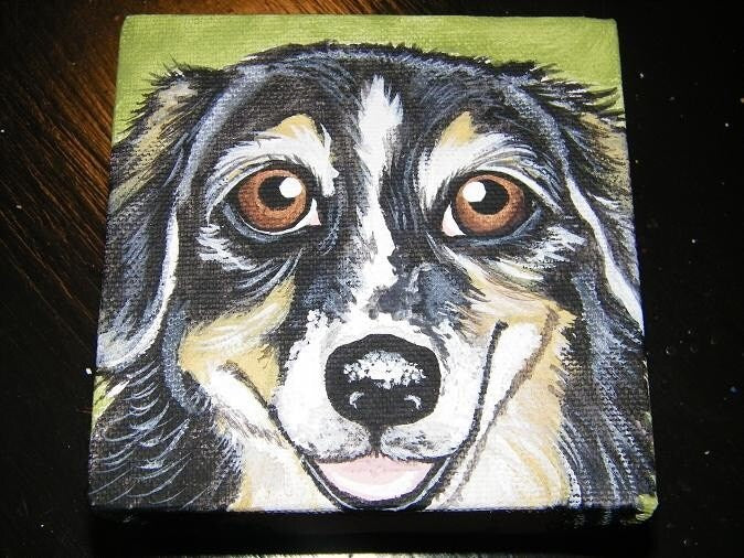 CUSTOM Painted Pet Portrait 4x4 pet memorial, pet loss, best friend, wall art, dog, painted pets