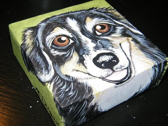 CUSTOM Painted Pet Portrait 4x4 pet memorial, pet loss, best friend, wall art, dog, painted pets