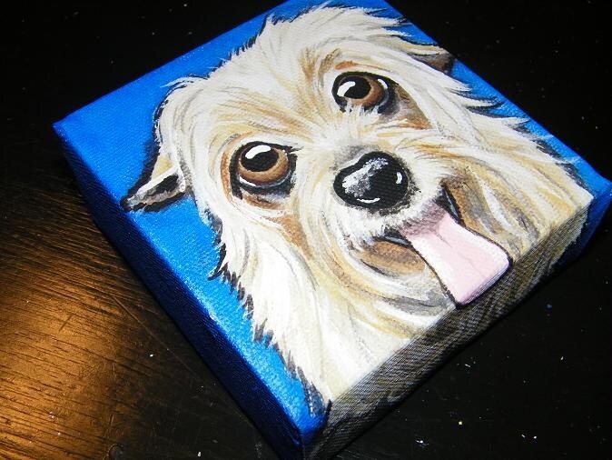 CUSTOM Painted Pet Portrait 4x4 pet memorial, pet loss, best friend, wall art, dog, painted pets