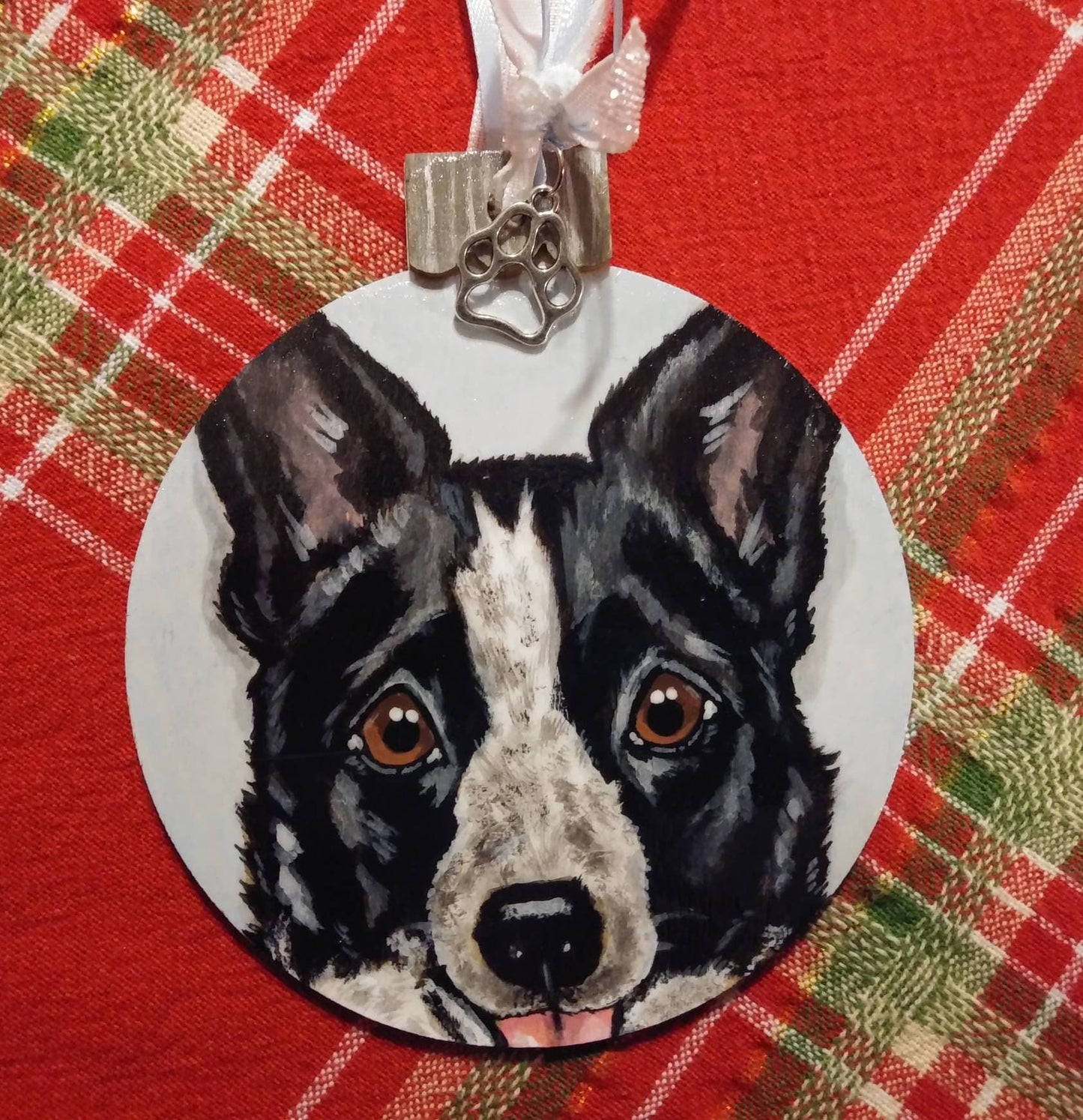 Custom Pet Portrait Christmas Ornament - Hand painted, Pet memorial, personalized, Christmas gift, pet lover