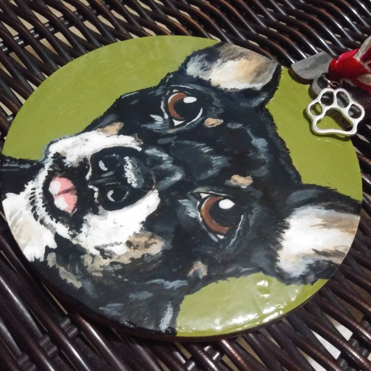 Custom Pet Portrait Christmas Ornament - Hand painted, Pet memorial, personalized, Christmas gift, pet lover