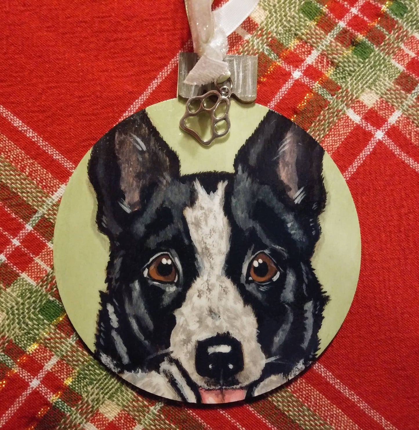 Custom Pet Portrait Christmas Ornament - Hand painted, Pet memorial, personalized, Christmas gift, pet lover