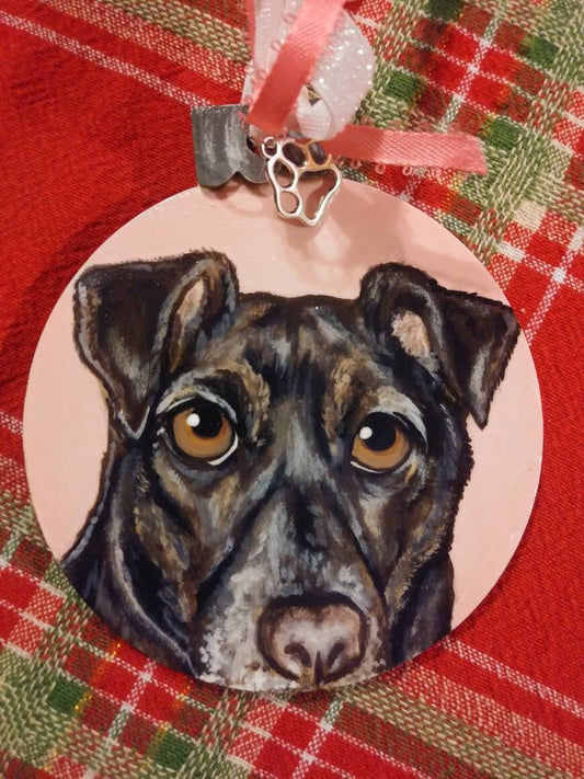 Custom Pet Portrait Christmas Ornament - Hand painted, Pet memorial, personalized, Christmas gift, pet lover