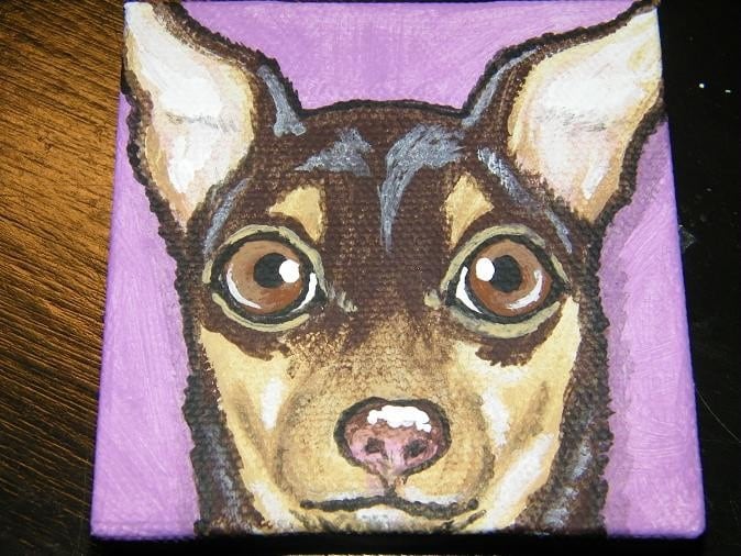 Set of Two Mini 3x3 custom Pet Portrait Paintings, pet memorial, dog, cat, chihuahua, personalized gift, pet owner gift