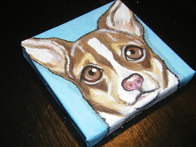 Set of Two Mini 3x3 custom Pet Portrait Paintings, pet memorial, dog, cat, chihuahua, personalized gift, pet owner gift