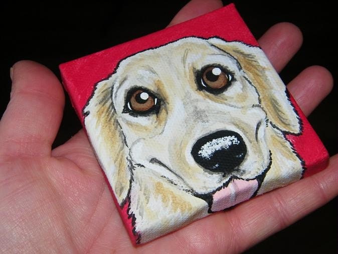 Set of Two Mini 3x3 custom Pet Portrait Paintings, pet memorial, dog, cat, chihuahua, personalized gift, pet owner gift