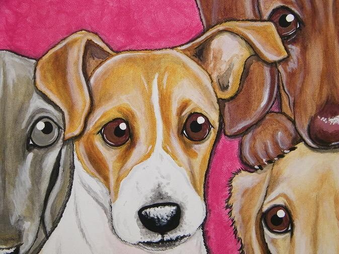 Multiple Pet Portrait Painting 16x20 handpainted, pet memorial, Custom, dog, cat, painted pet, dog owner gift