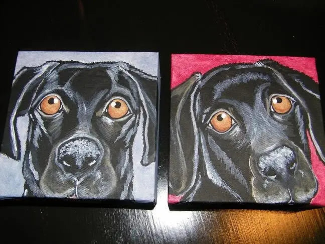 Two Custom Pet Portrait Paintings 6x6 - hand painted, cat, dog, pet love, gift, pet memorial, animal