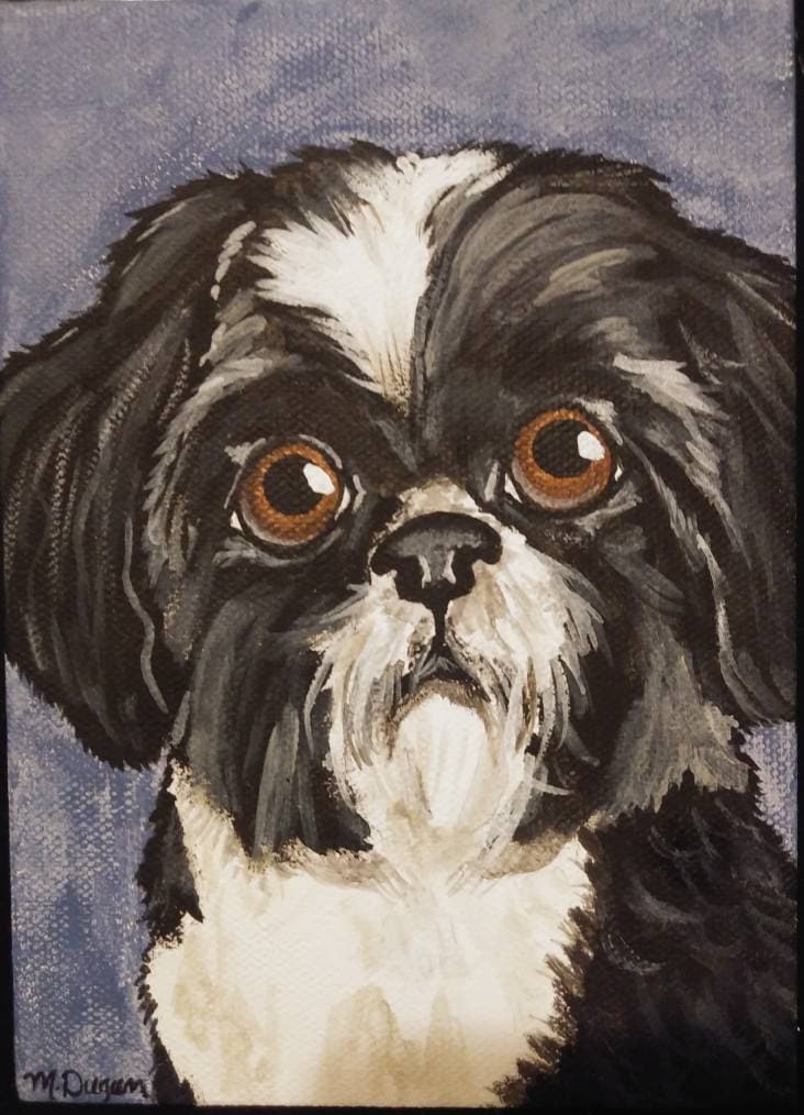 Custom Pet Painting Portrait 5x7, dog, cat, pet memorial, pet loss, pet owner gift, personalized, painted pet