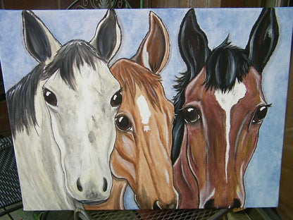 Custom Multiple Pet Portrait Painting 16x20 handpainted pet memorial, pet lover gift, horse art, dog art, personalized art