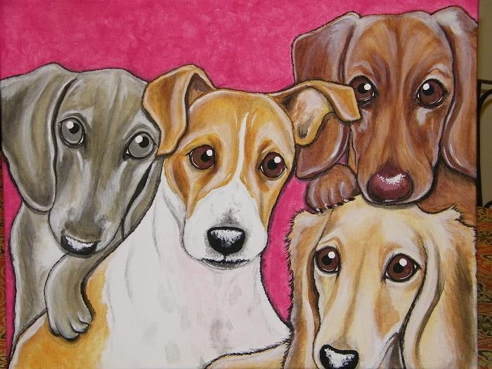 Custom Multiple Pet Portrait Painting 16x20 handpainted pet memorial, pet lover gift, horse art, dog art, personalized art