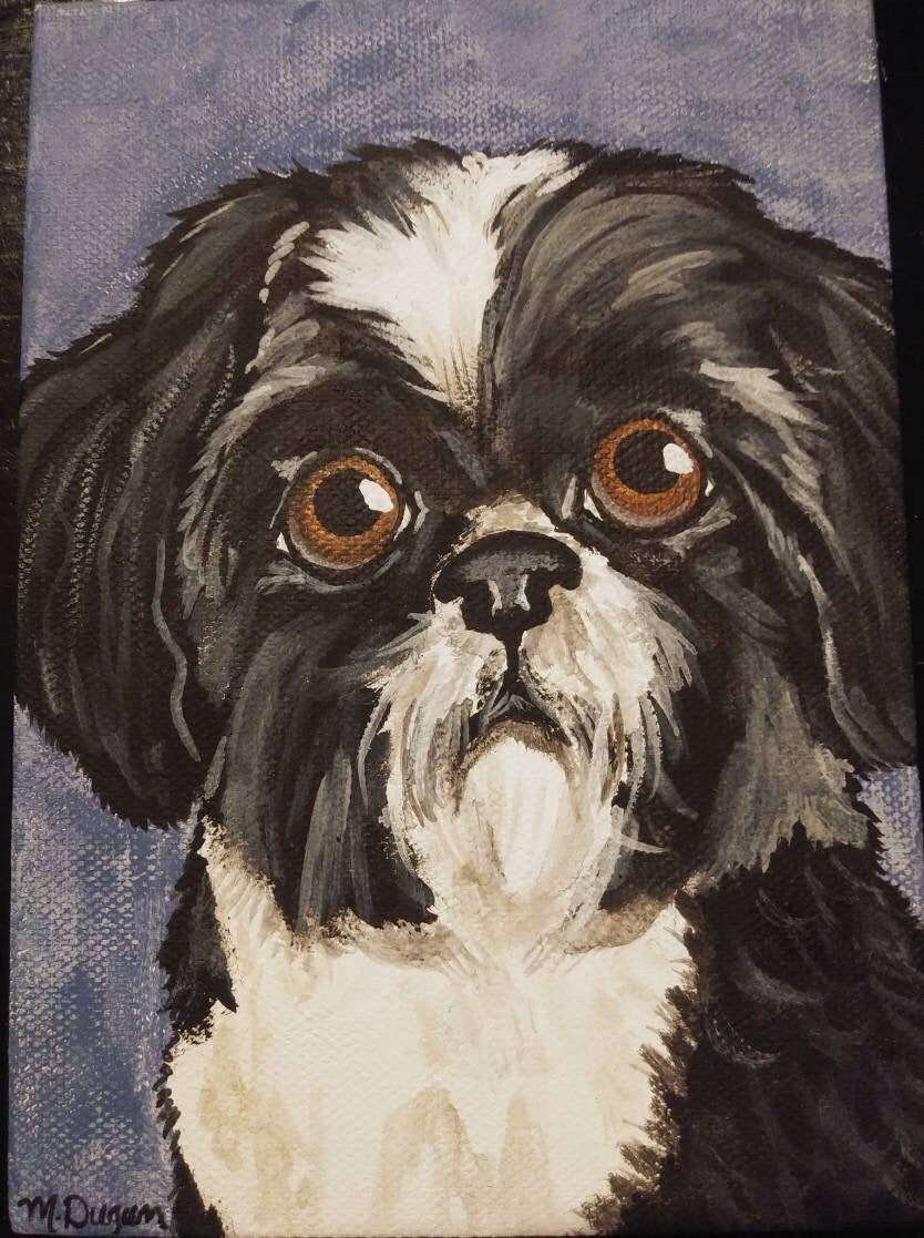 Custom Pet Painting Portrait 5x7, dog, cat, pet memorial, pet loss, pet owner gift, personalized, painted pet